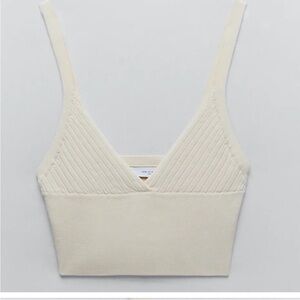 Zara Strappy Knit Crop Top Size Large